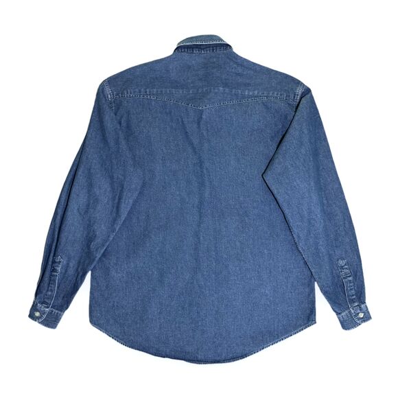 Vtg 70s 80s Ralph Lauren Silver Speckle Western Denim Shirt Mens M L - Picture 8 of 12